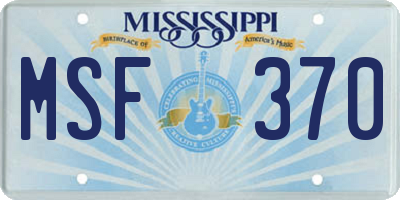 MS license plate MSF370
