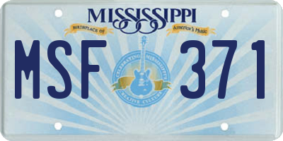 MS license plate MSF371
