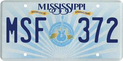 MS license plate MSF372