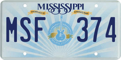 MS license plate MSF374