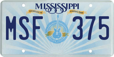MS license plate MSF375