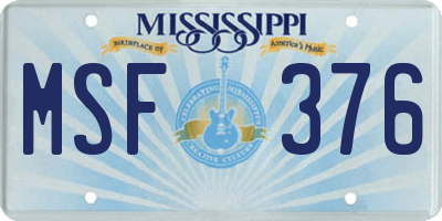 MS license plate MSF376