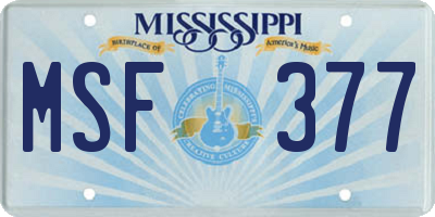 MS license plate MSF377