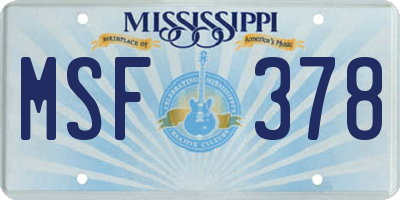 MS license plate MSF378