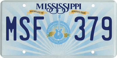 MS license plate MSF379