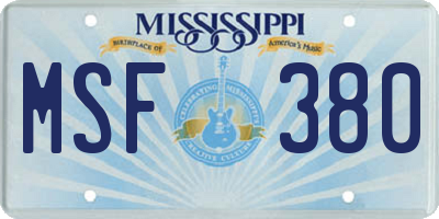 MS license plate MSF380