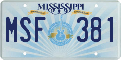 MS license plate MSF381