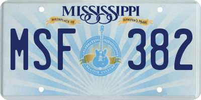 MS license plate MSF382