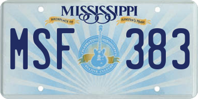 MS license plate MSF383
