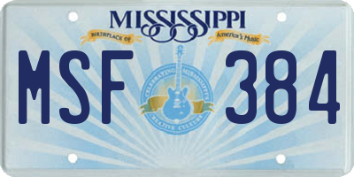 MS license plate MSF384