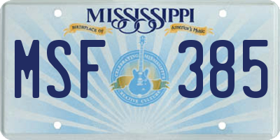 MS license plate MSF385