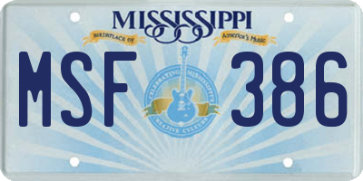 MS license plate MSF386