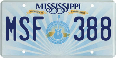 MS license plate MSF388