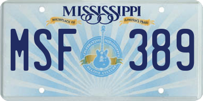 MS license plate MSF389