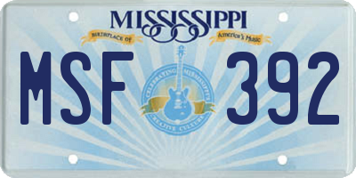 MS license plate MSF392