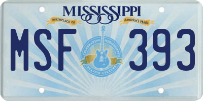 MS license plate MSF393