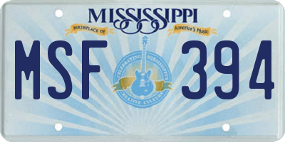 MS license plate MSF394