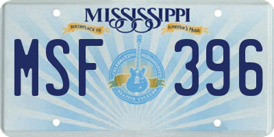 MS license plate MSF396