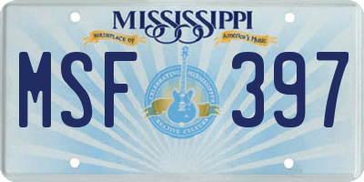 MS license plate MSF397