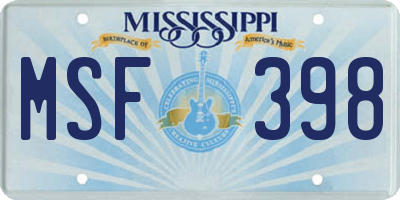 MS license plate MSF398