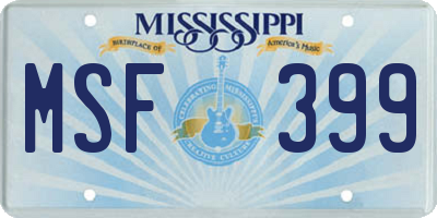 MS license plate MSF399