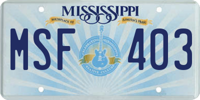 MS license plate MSF403