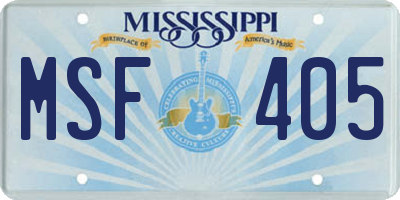MS license plate MSF405