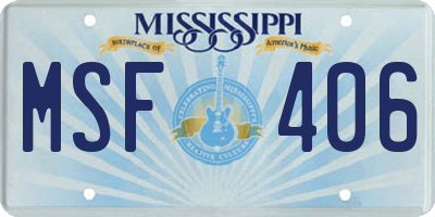 MS license plate MSF406