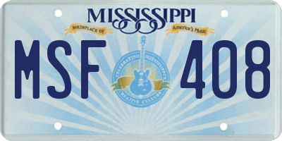 MS license plate MSF408
