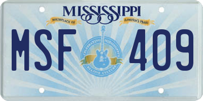 MS license plate MSF409