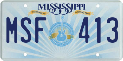 MS license plate MSF413