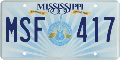 MS license plate MSF417