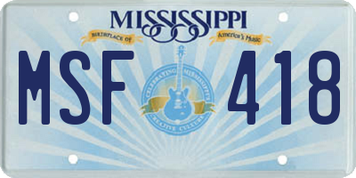 MS license plate MSF418