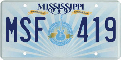 MS license plate MSF419