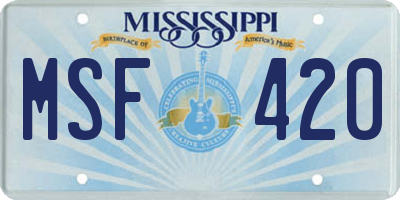 MS license plate MSF420