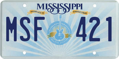 MS license plate MSF421