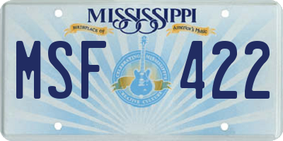 MS license plate MSF422