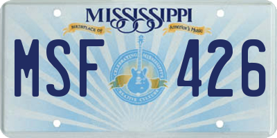MS license plate MSF426
