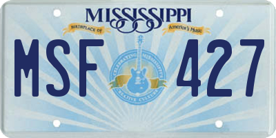 MS license plate MSF427