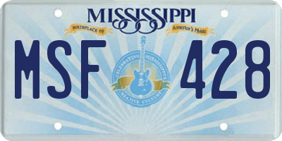 MS license plate MSF428