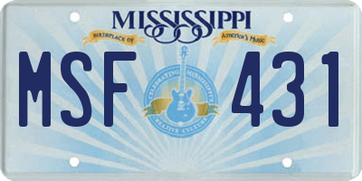 MS license plate MSF431