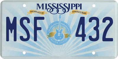 MS license plate MSF432