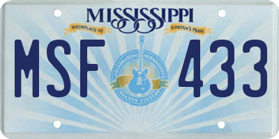 MS license plate MSF433