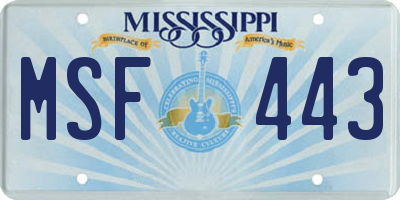 MS license plate MSF443