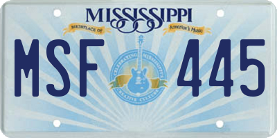 MS license plate MSF445