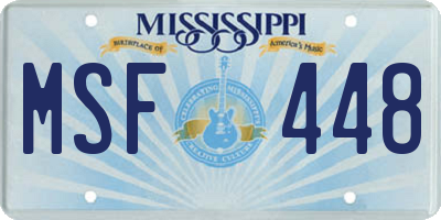 MS license plate MSF448