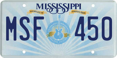 MS license plate MSF450