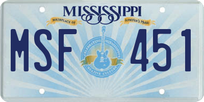 MS license plate MSF451