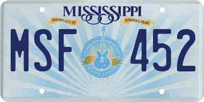 MS license plate MSF452