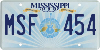 MS license plate MSF454